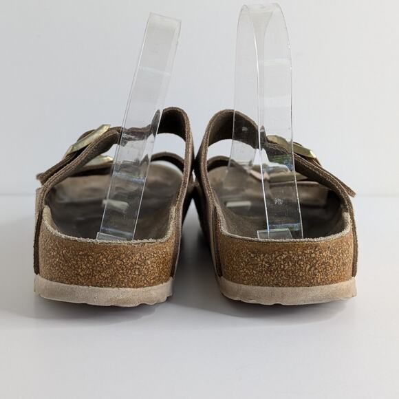 Birkenstock Sandals Arizona EU 40 Pink Gold Flat Slides Leather Open Toe Slip On - Picture 5 of 15